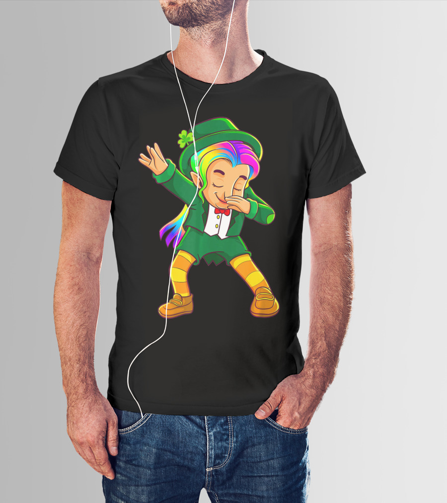 Dabbing Rainbow Leprechaun Girl St Patrick's Day T-Shirt