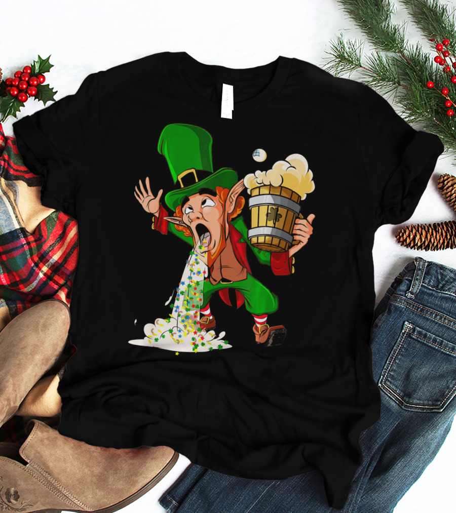 Funny Puking Leprechaun St Patrick's Day Beer T-Shirt