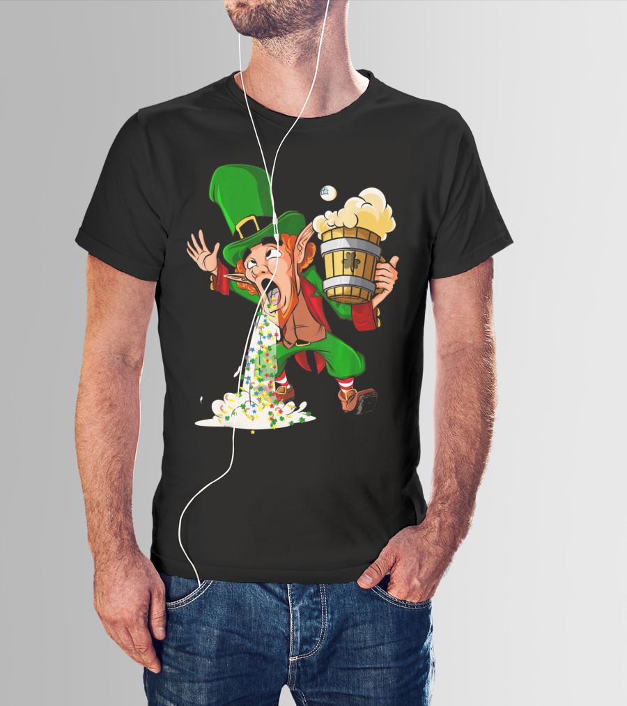 Funny Puking Leprechaun St Patrick's Day Beer T-Shirt