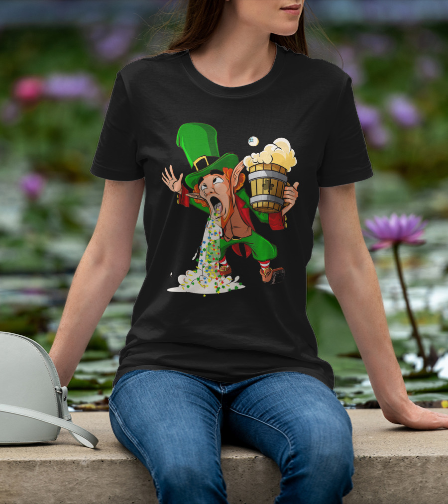 Funny Puking Leprechaun St Patrick's Day Beer T-Shirt