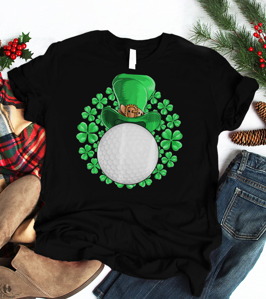 St Patricks Day Golfing Shamrock Hat Golf Ball T-Shirt