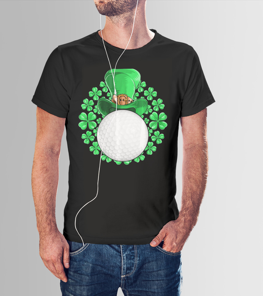 St Patricks Day Golfing Shamrock Hat Golf Ball T-Shirt
