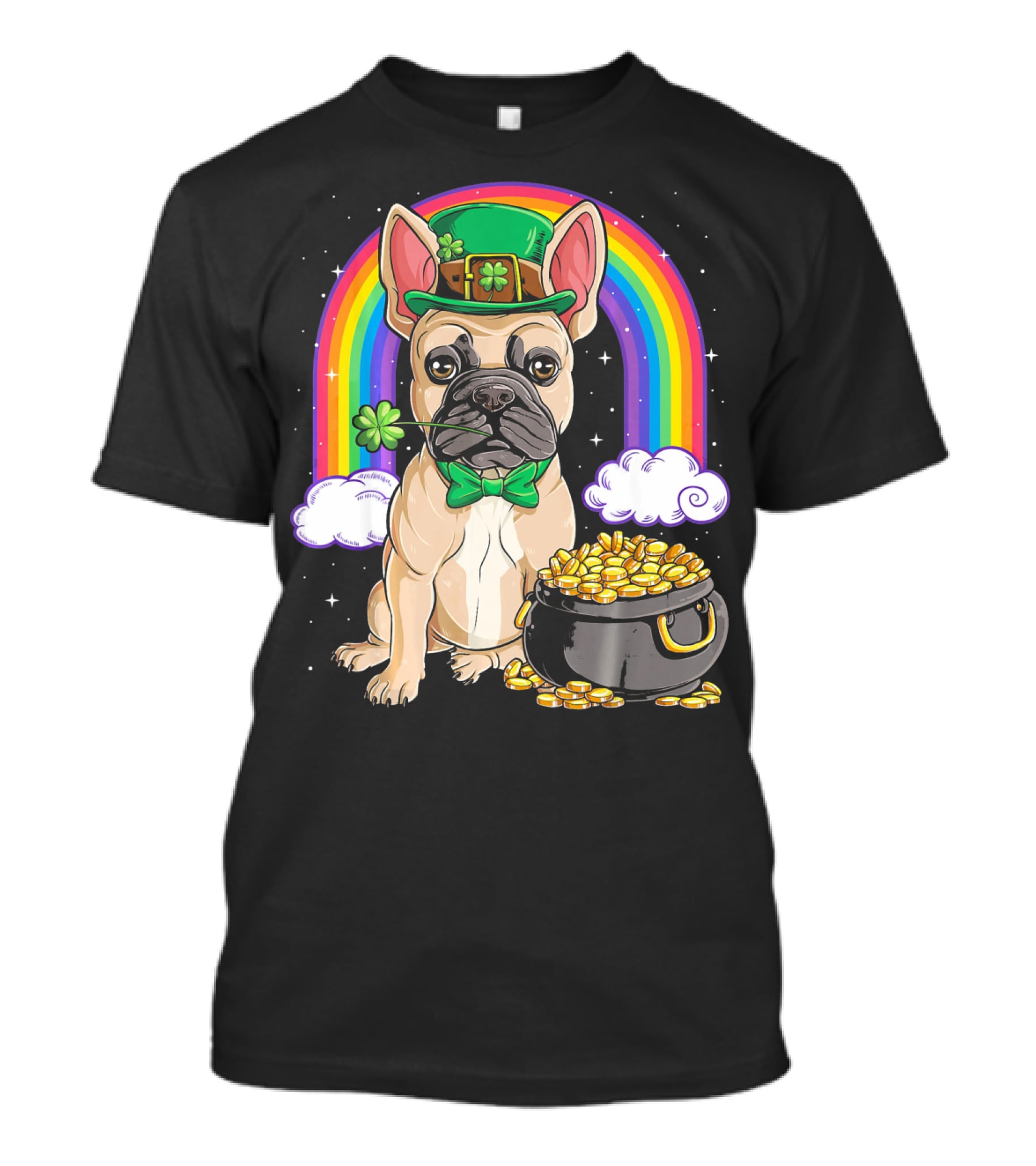 French Bulldog Leprechaun Rainbow Pot Of Gold T-Shirt