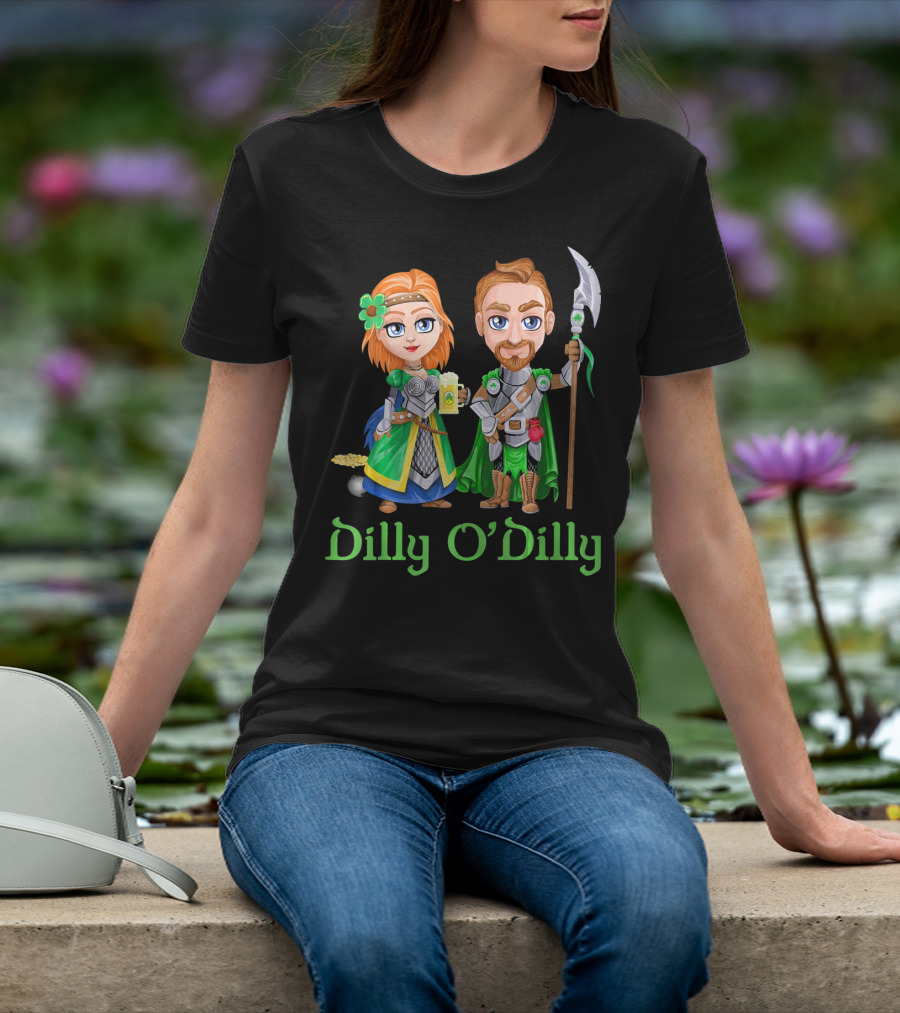 St. Patricks Day Dilly O'Dilly With Fantasy Characters And Shamrock Ale T-Shirt