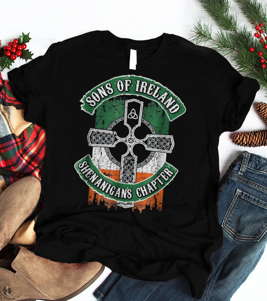 Sons Of Ireland Celtic Cross Flag Shenanigans Chapter T-Shirt