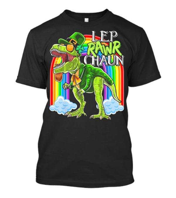 Leprawrchaun St. Patrick Day Rex Rainbow Dinosaur T-Shirt