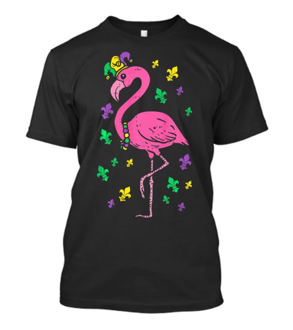 Jester Pink Flamingo Bird Animal Cute Fleur De Lis T-Shirt