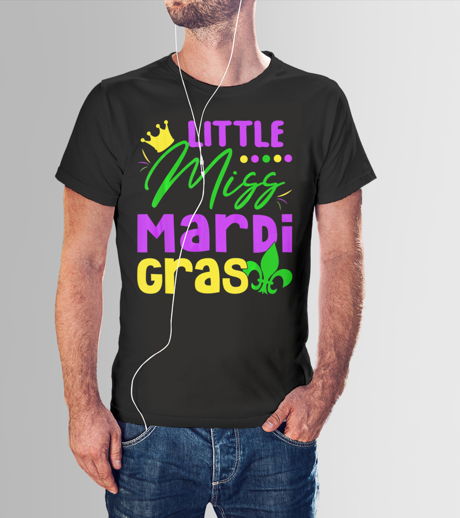 Little Miss Mardi Gras Fleur-de-Lis Crown Carnival T-Shirt