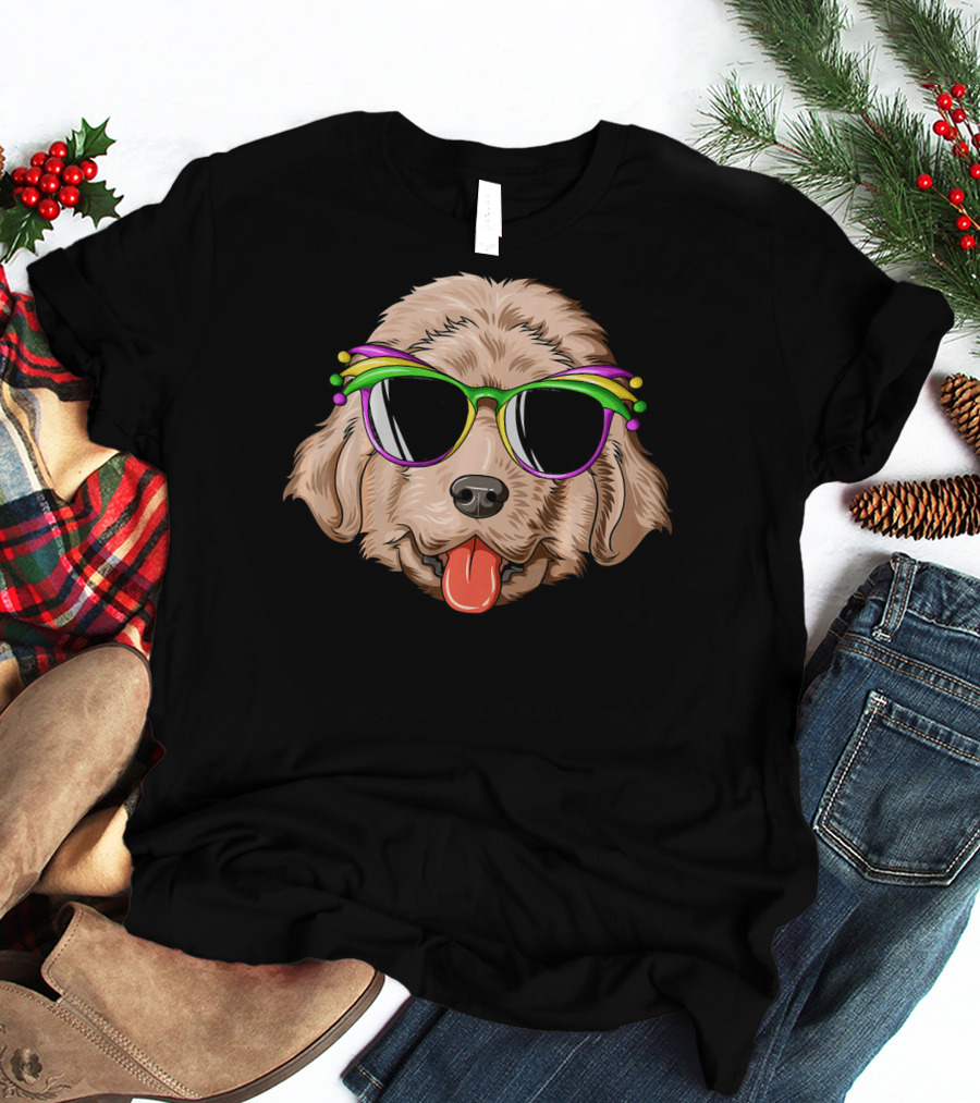 Newfoundland Dog Mardi Gras Carnival Mask Sunglasses T-Shirt