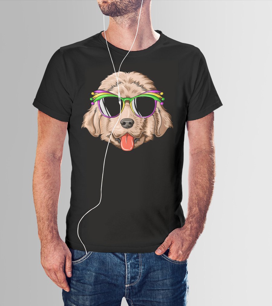 Newfoundland Dog Mardi Gras Carnival Mask Sunglasses T-Shirt