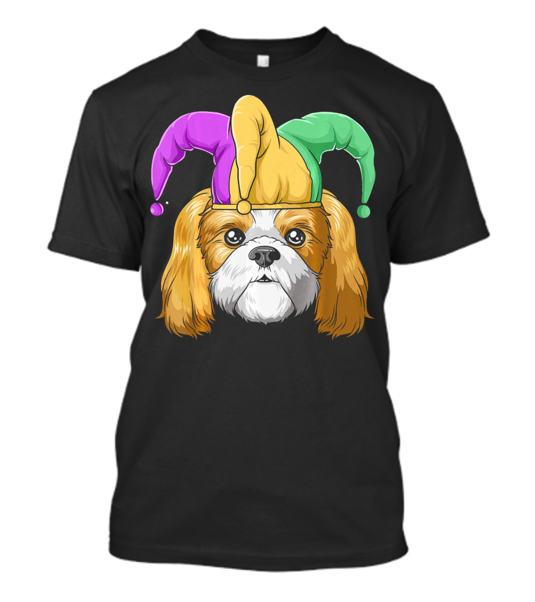 Mardi Gras Shih Tzu With Jester Carnival Hat T-Shirt