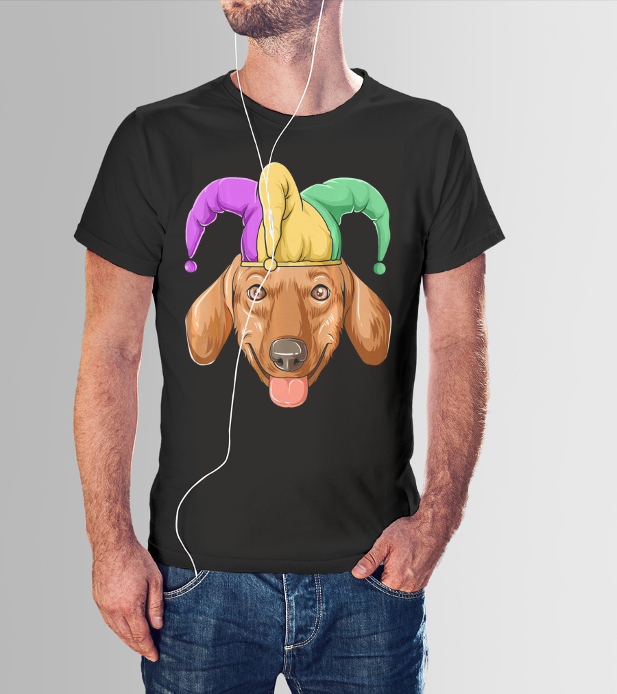 Mardi Gras Dachshund Carnival Jester Hat T-Shirt