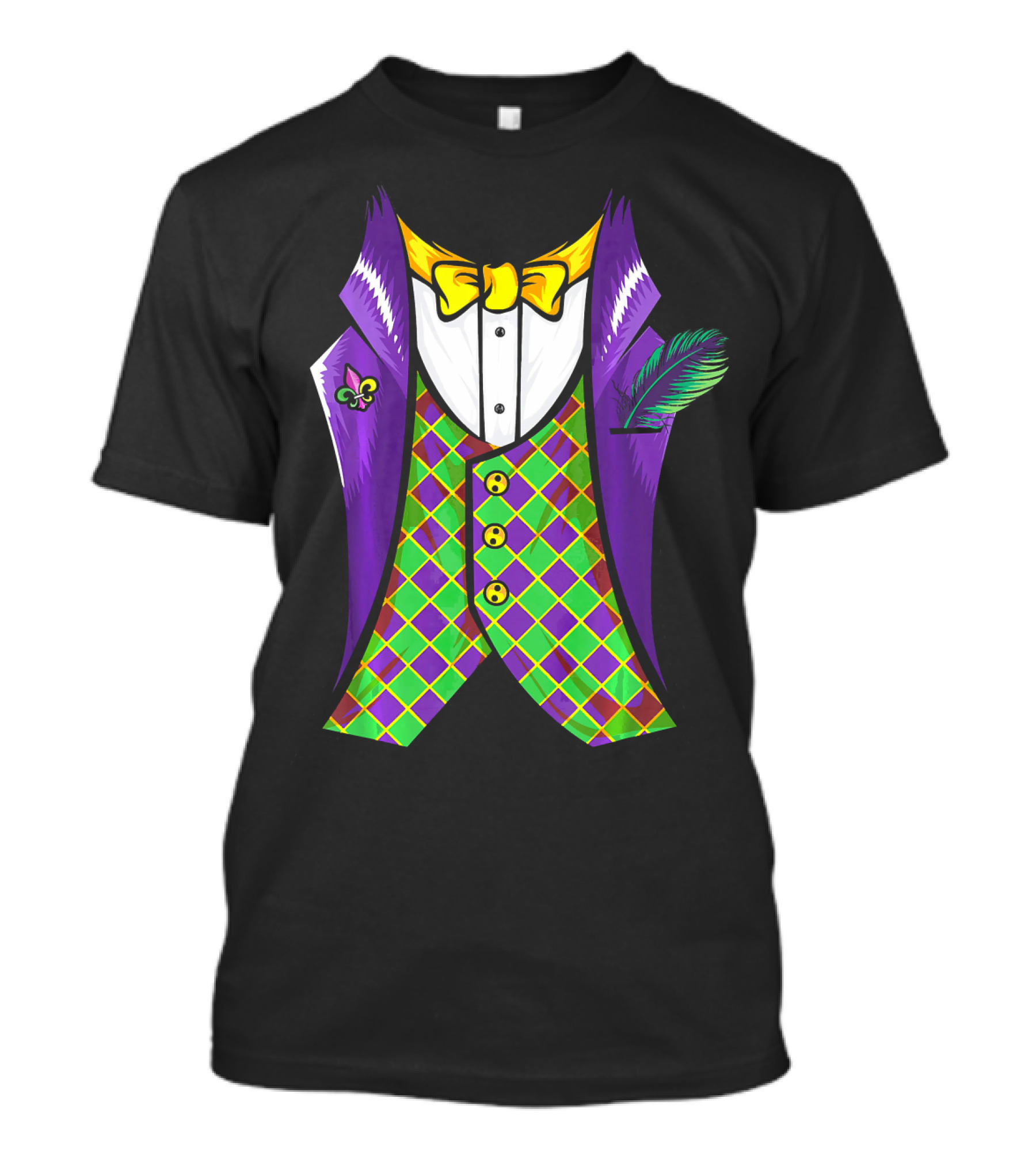 Mardi Gras Tuxedo Costume Pancake Tuesday Fleur-de-Lis T-Shirt
