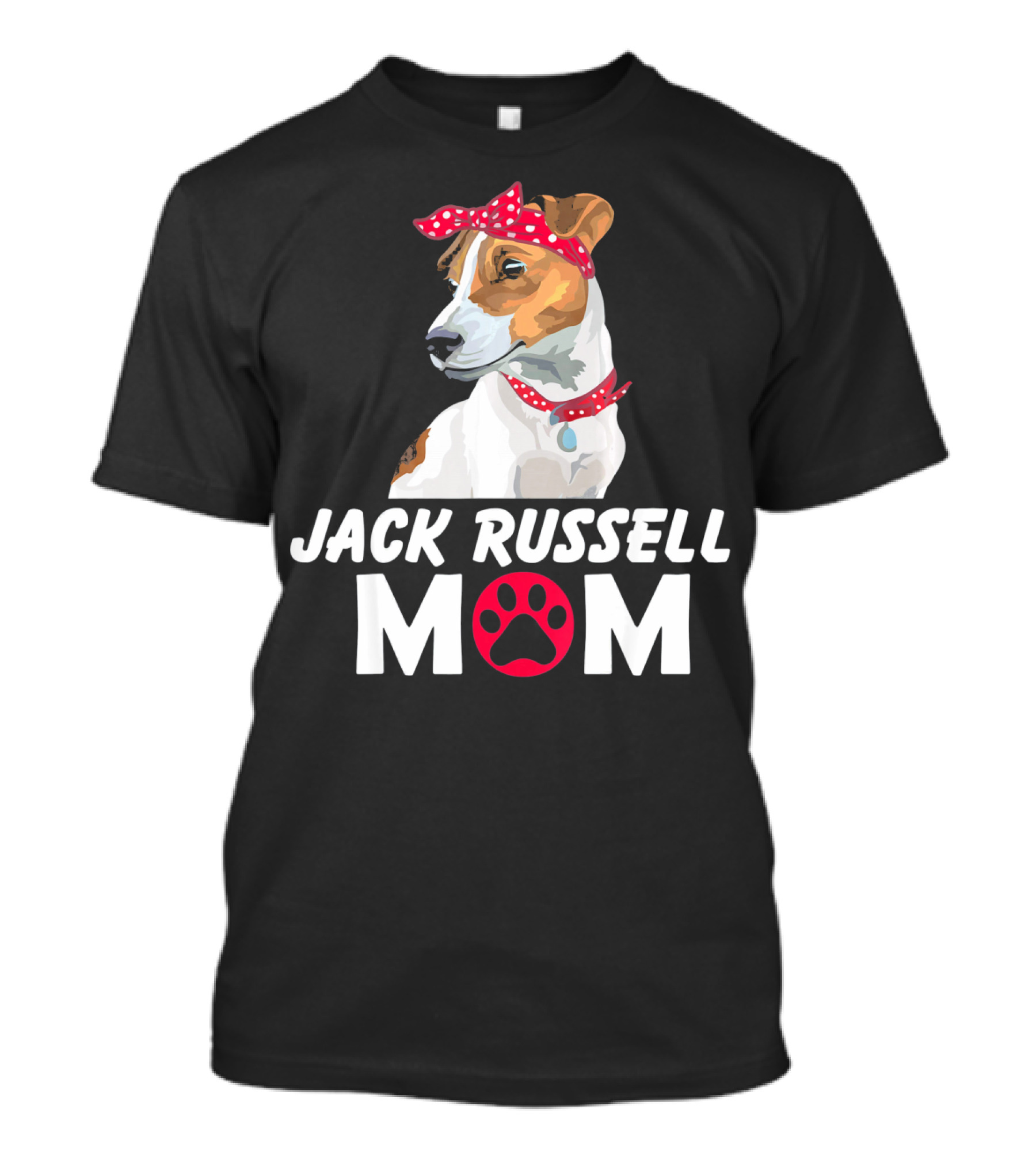 Jack Russell Mom With Bandana And Paw Prints T-Shirt