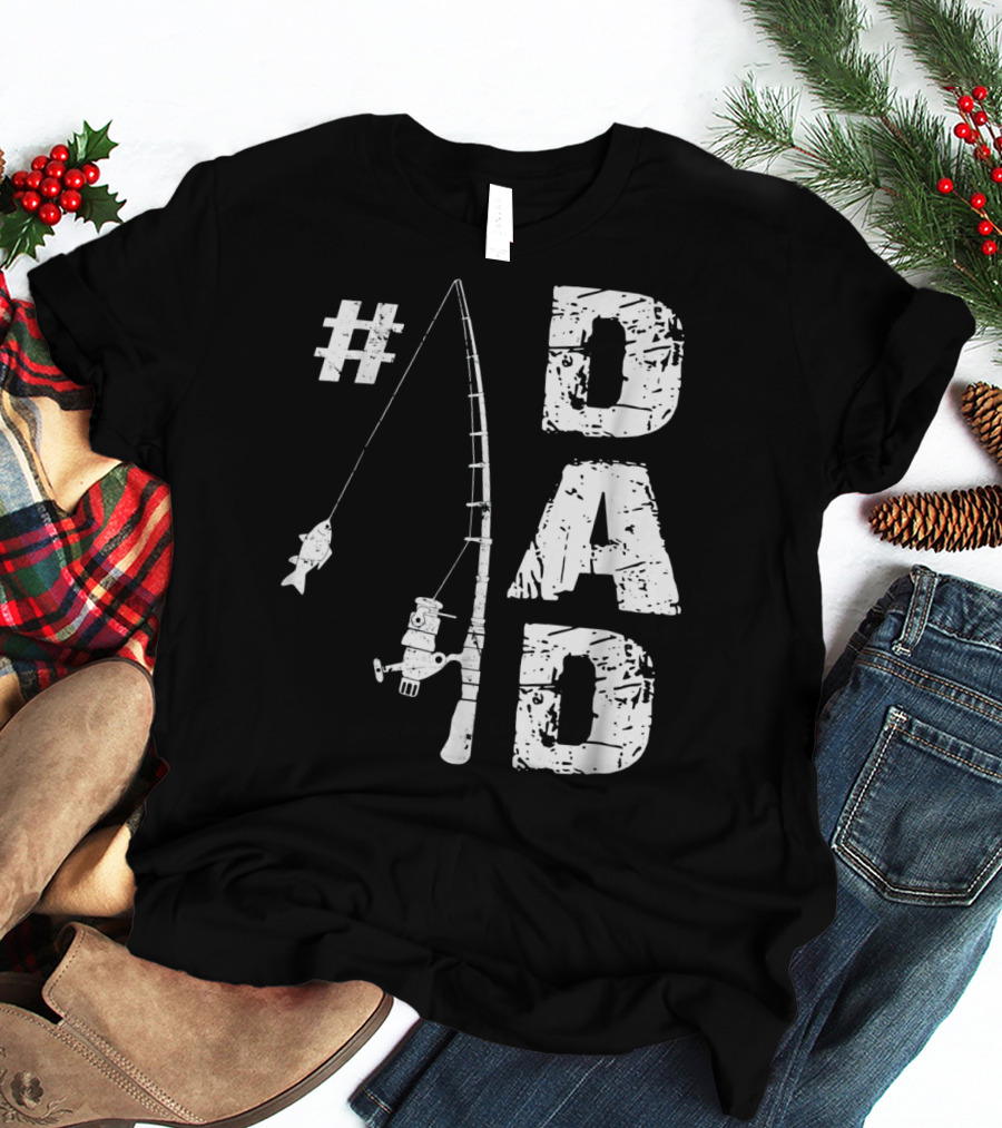 1 Dad Fishing Rod Catching Fish T-Shirt