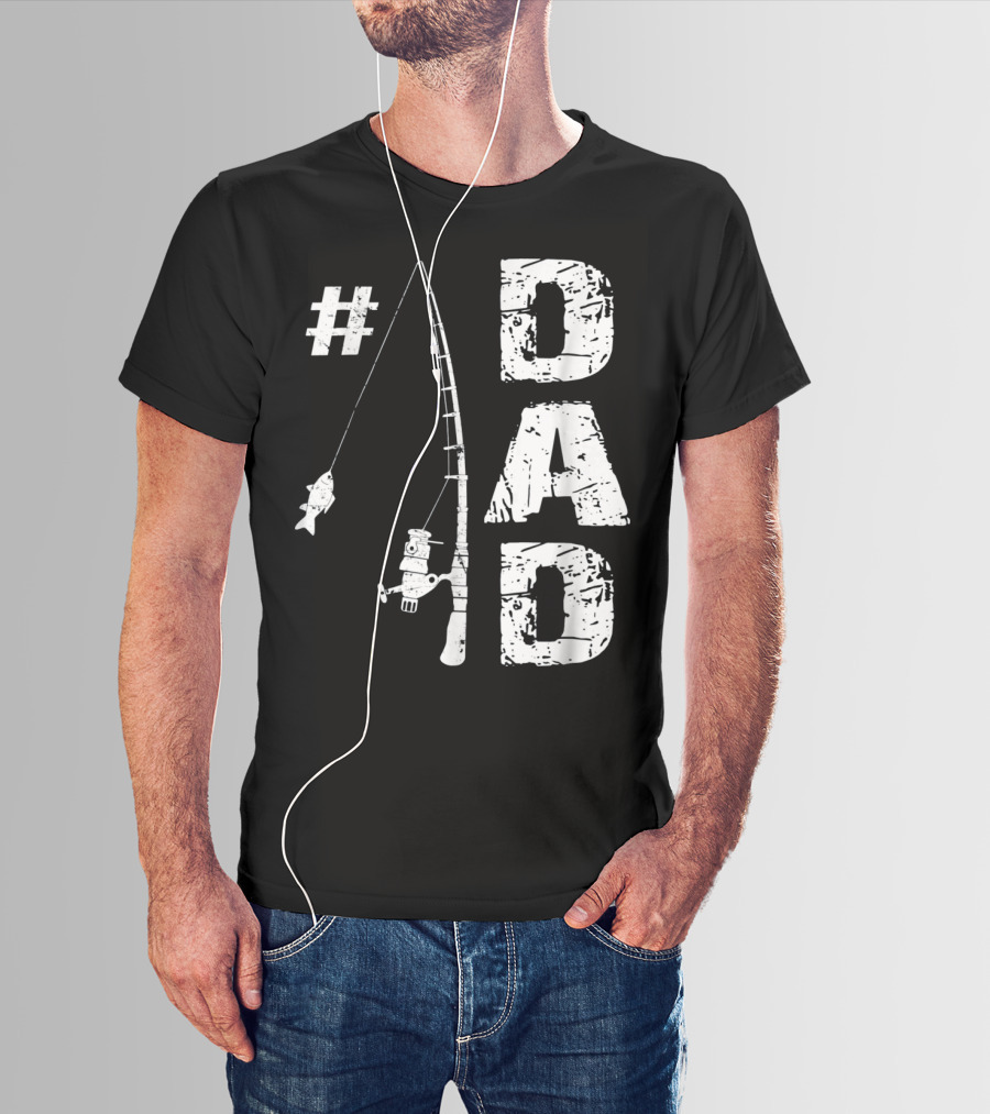 1 Dad Fishing Rod Catching Fish T-Shirt