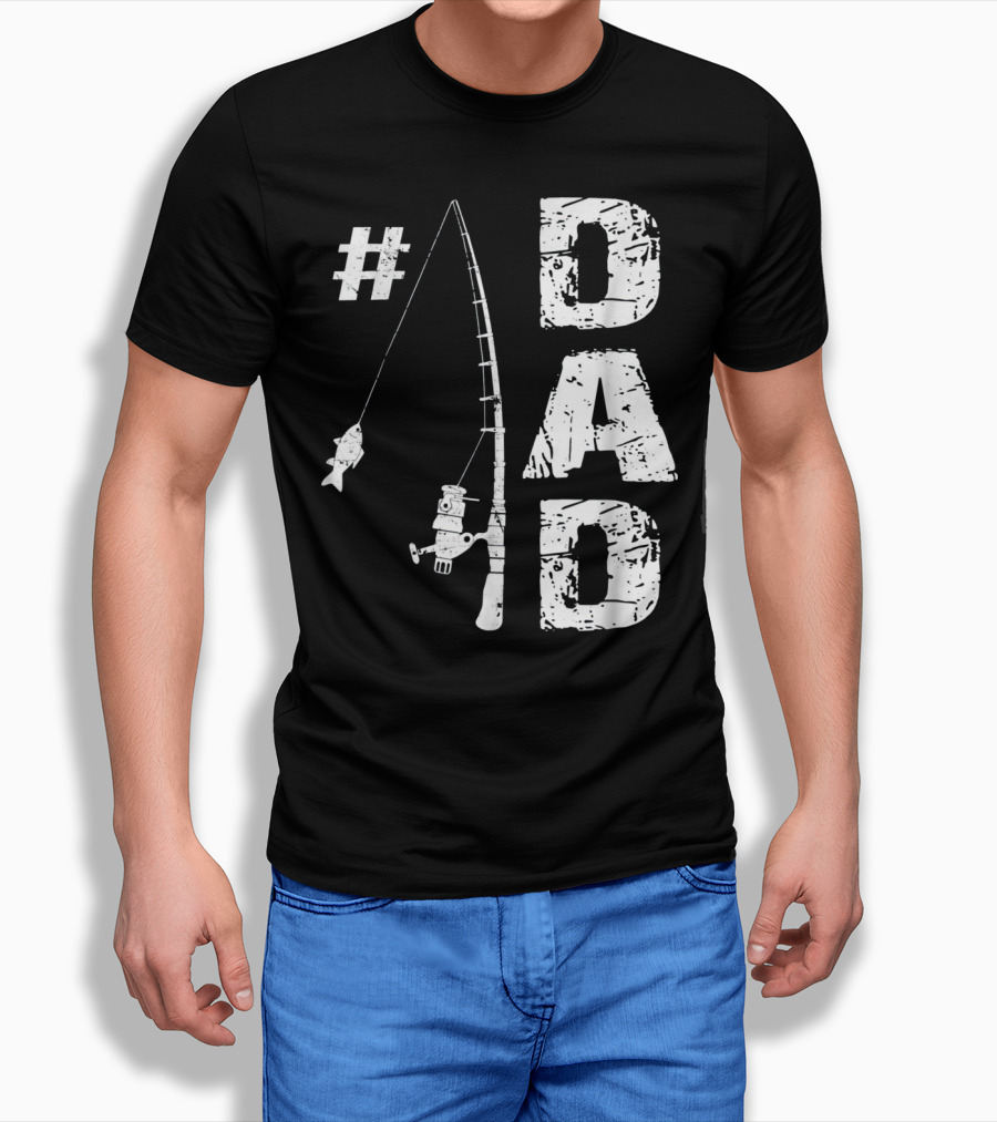 1 Dad Fishing Rod Catching Fish T-Shirt