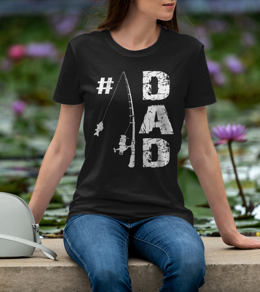1 Dad Fishing Rod Catching Fish T-Shirt