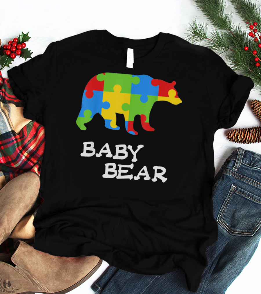 Autism Awareness Baby Bear Puzzle Design For Boy T-Shirt