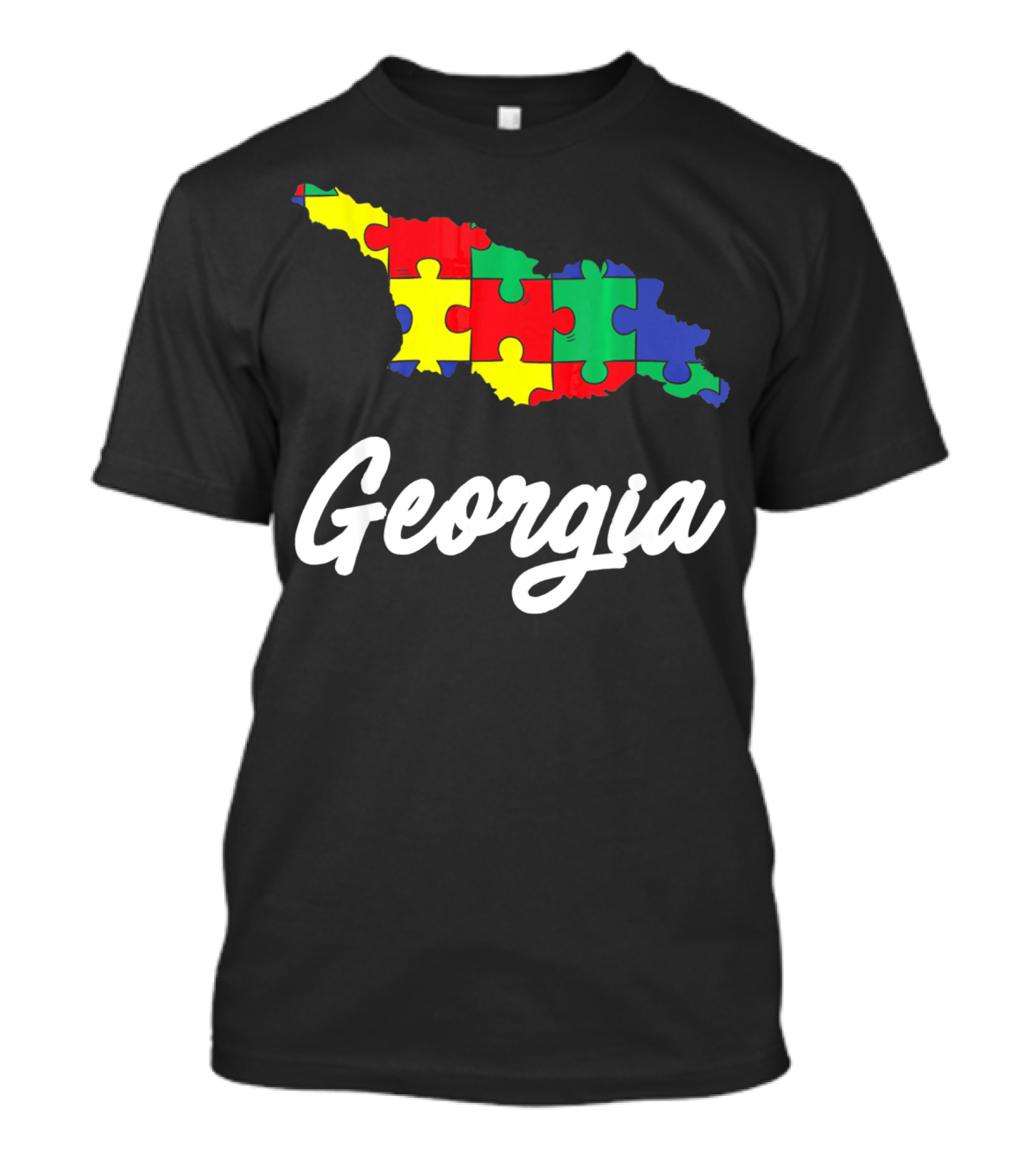 Georgia Autism Awareness Puzzle Map T-Shirt