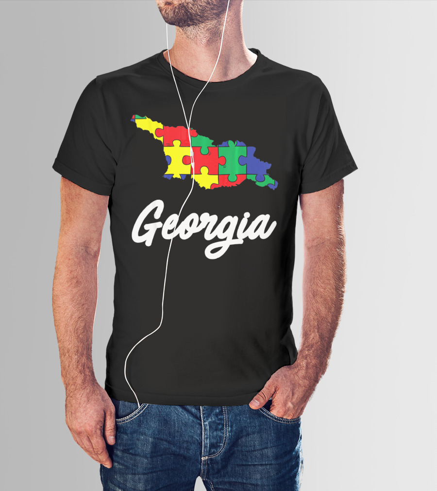 Georgia Autism Awareness Puzzle Map T-Shirt