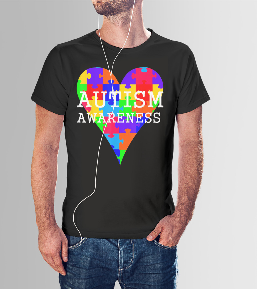 Autism Awareness Puzzle Heart Rainbow T-Shirt