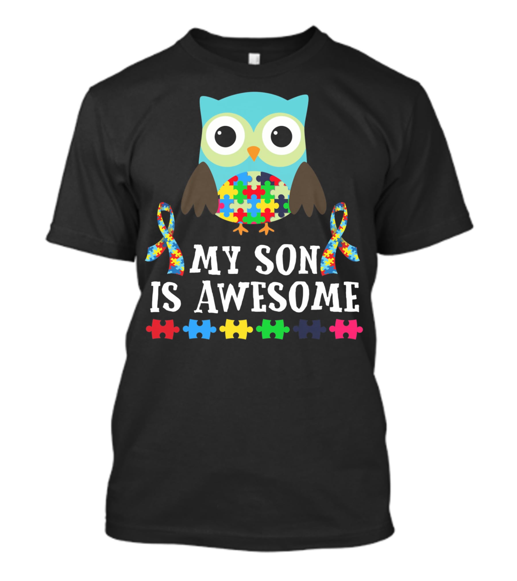 My Son Is Awesome Autism Awareness Puzzle Owl T-Shirt