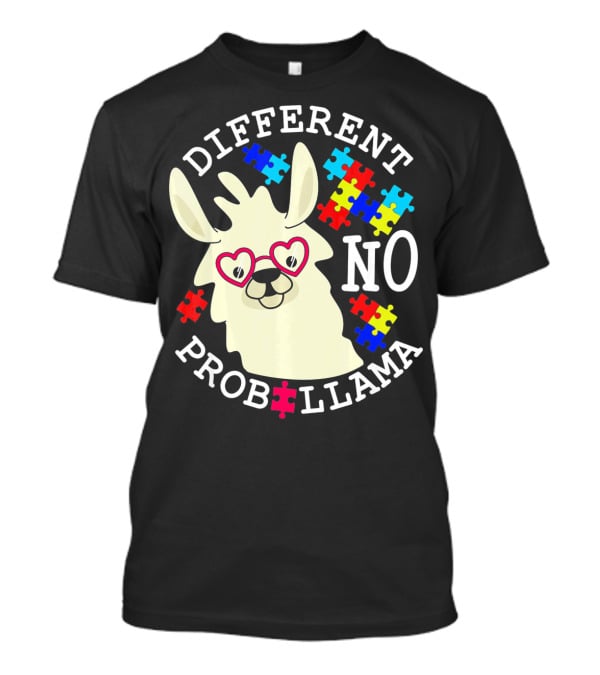 Different No Probllama Autism Awareness T-Shirt