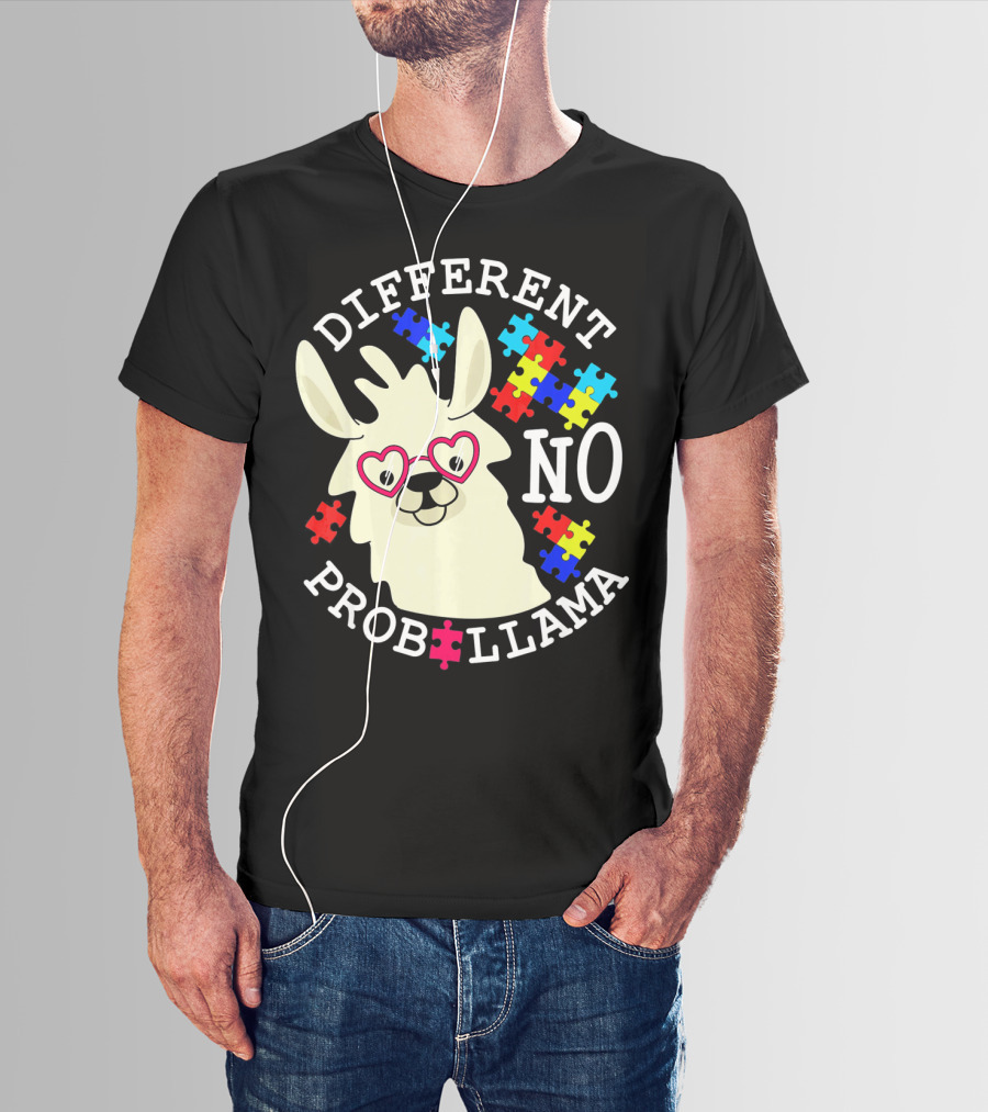 Different No Probllama Autism Awareness T-Shirt