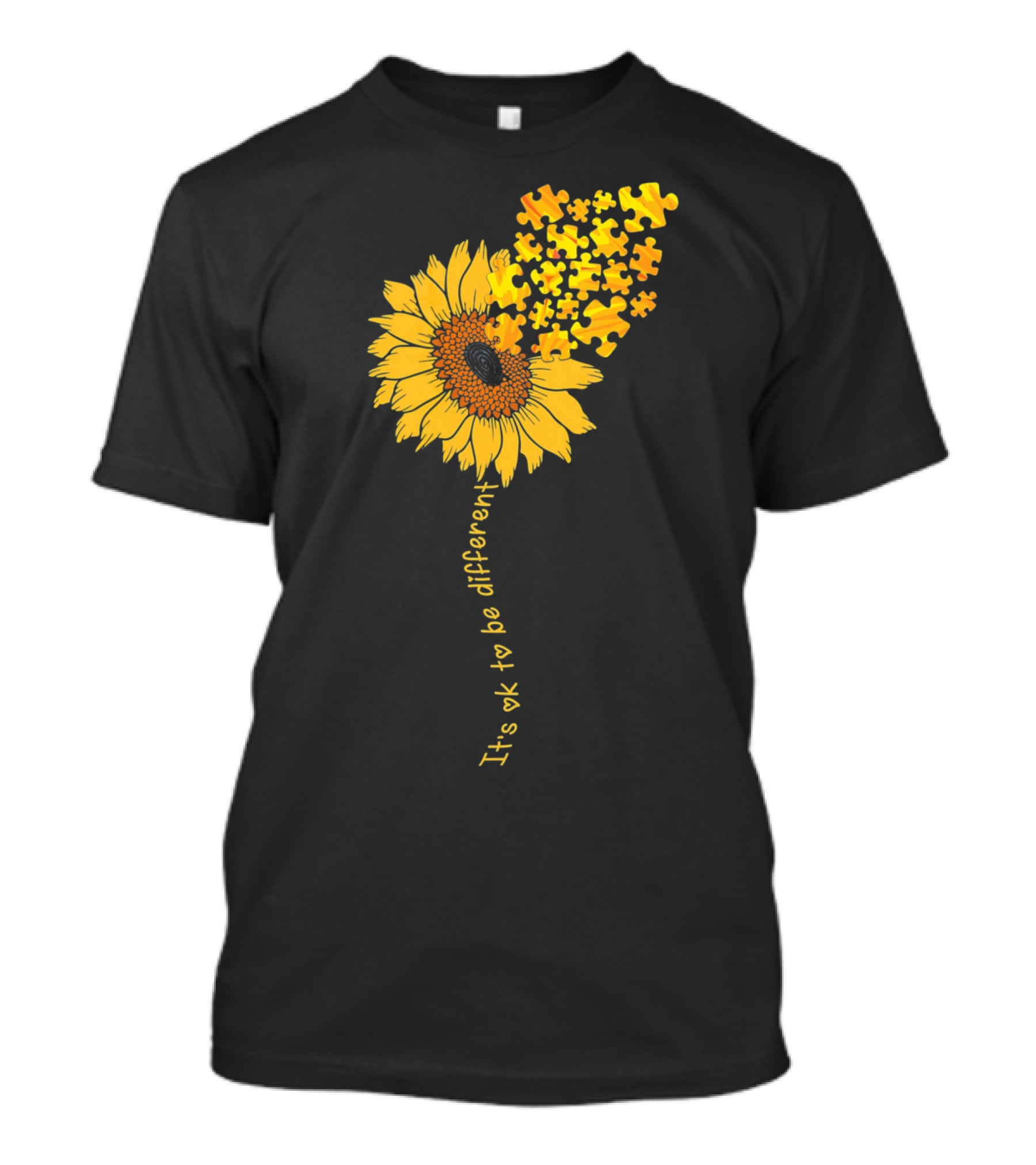 Love Sunflower Puzzle It's OK To Be Different Autism Awareness T-Shirt