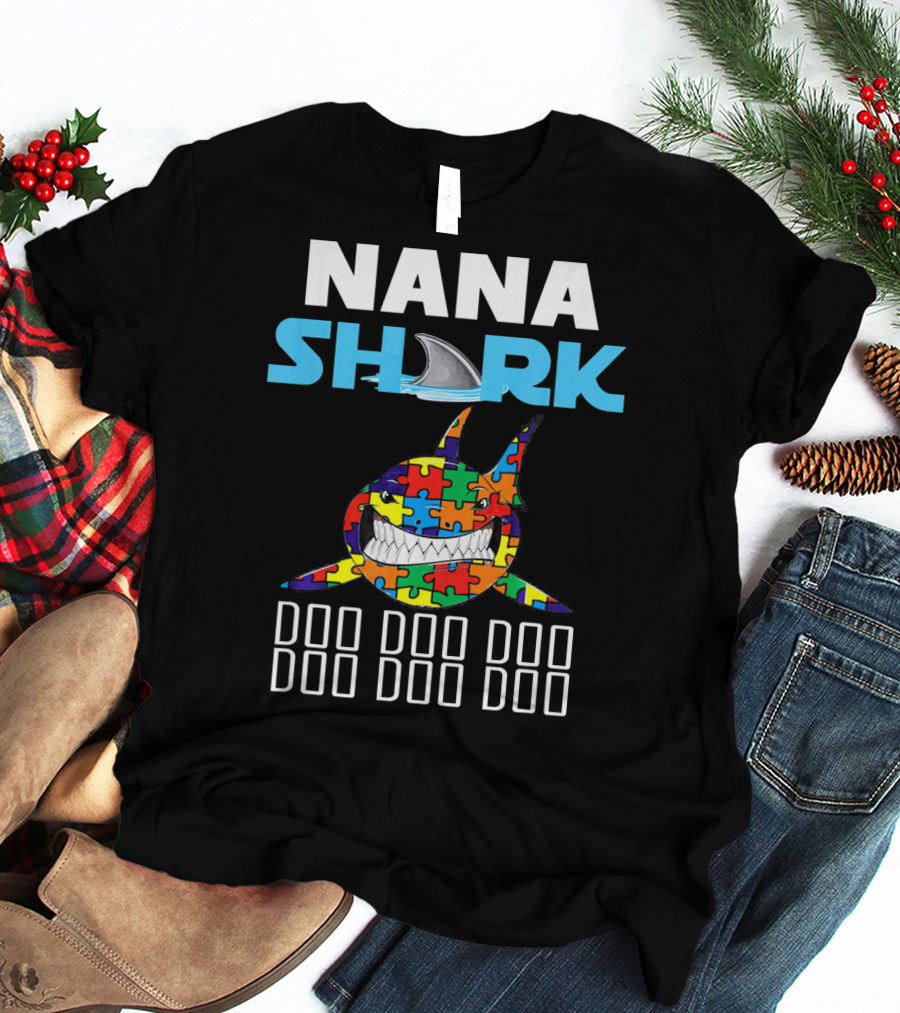 Nana Shark Autism Awareness Puzzle Doo Doo Doo T-Shirt