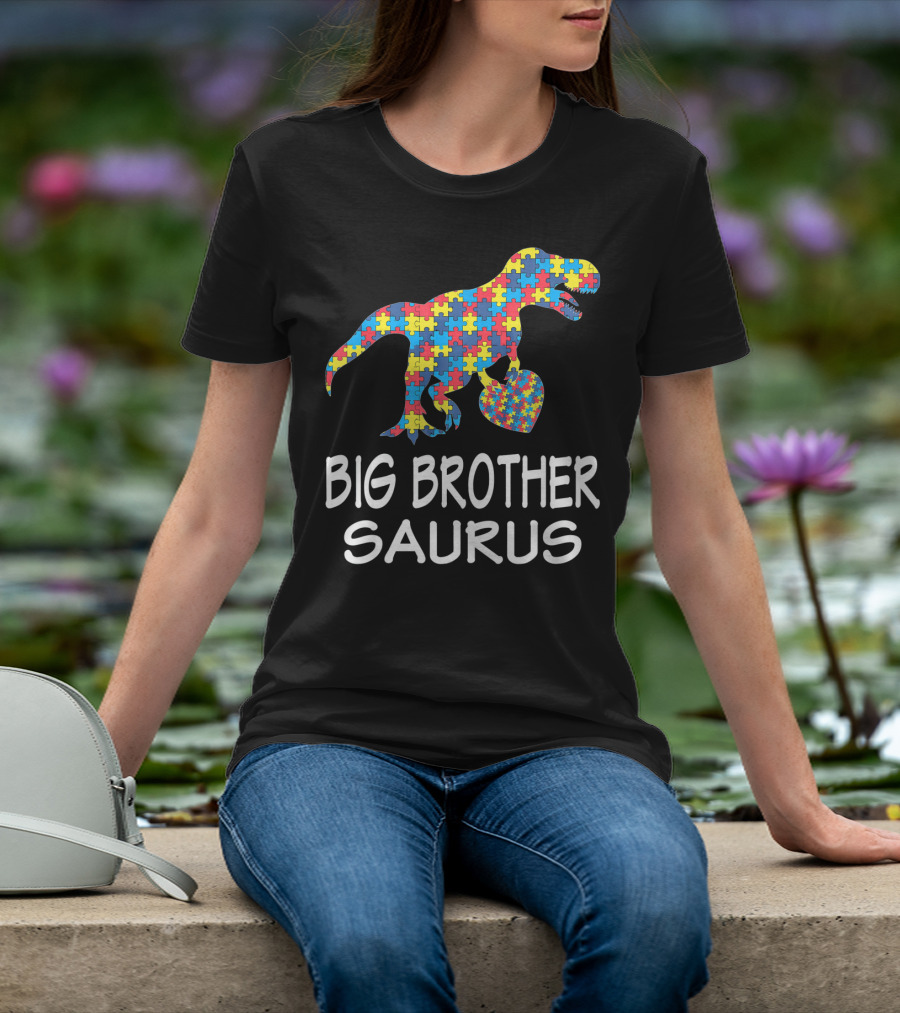 Big Brother Saurus Autism Puzzle Dinosaur T-Shirt
