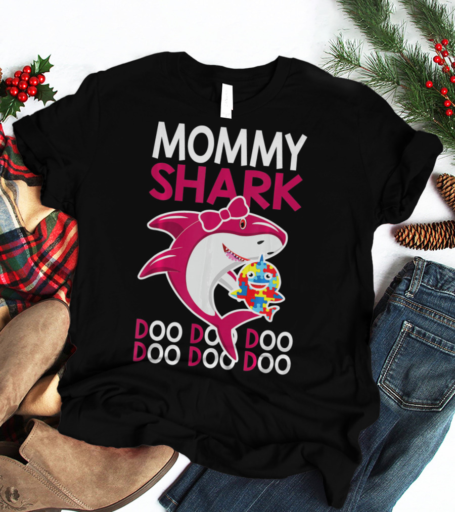 Mommy Shark Autism Awareness Doo Doo Doo T-Shirt