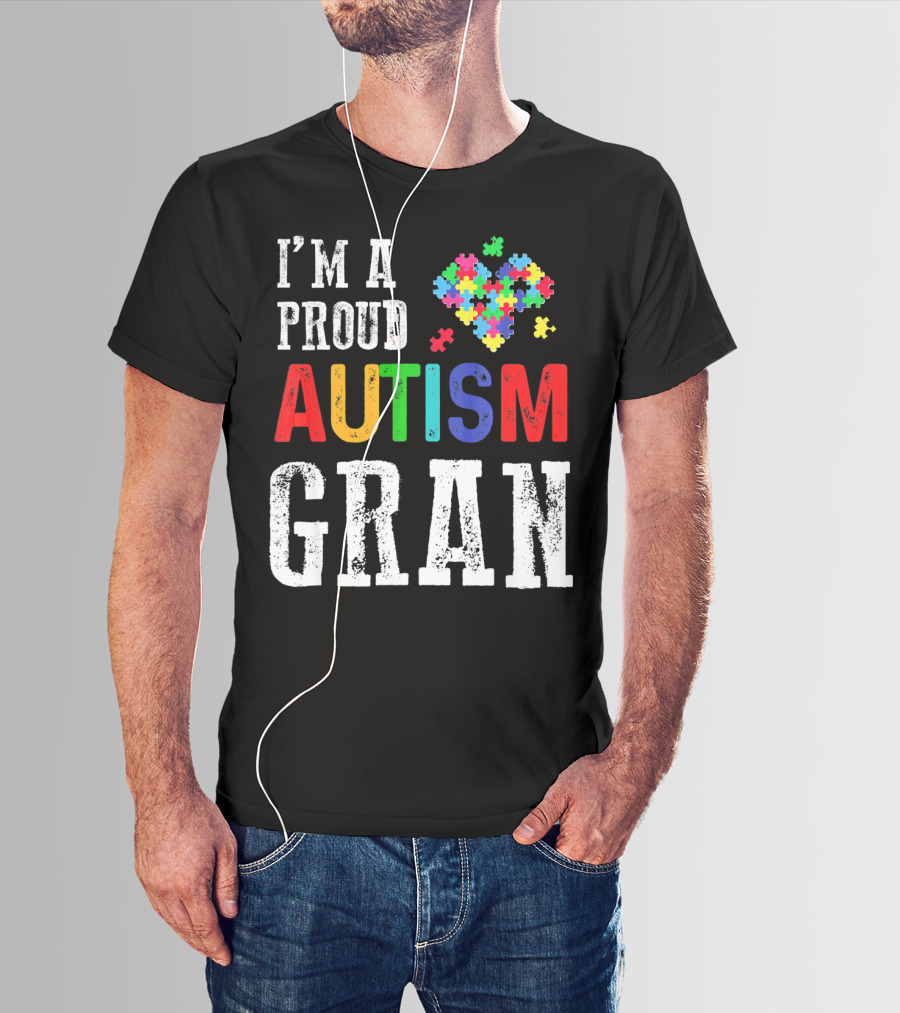 I'm A Proud Autism Gran Colorful Puzzle Pieces T-Shirt
