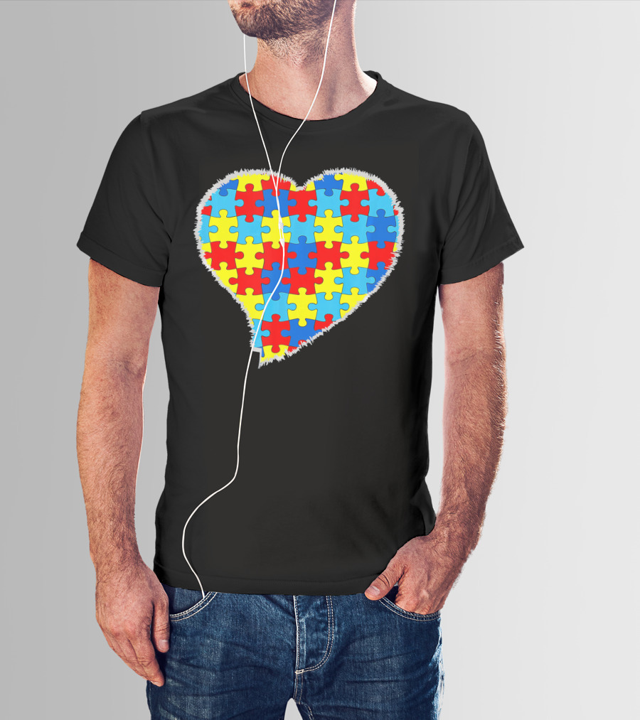 Autism Puzzle Pieces Heart Awareness T-Shirt