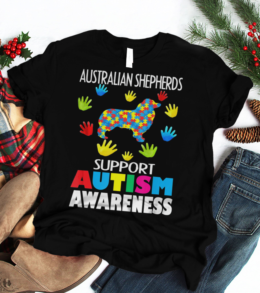 Australian Shepherds Support Autism Awareness T-Shirt