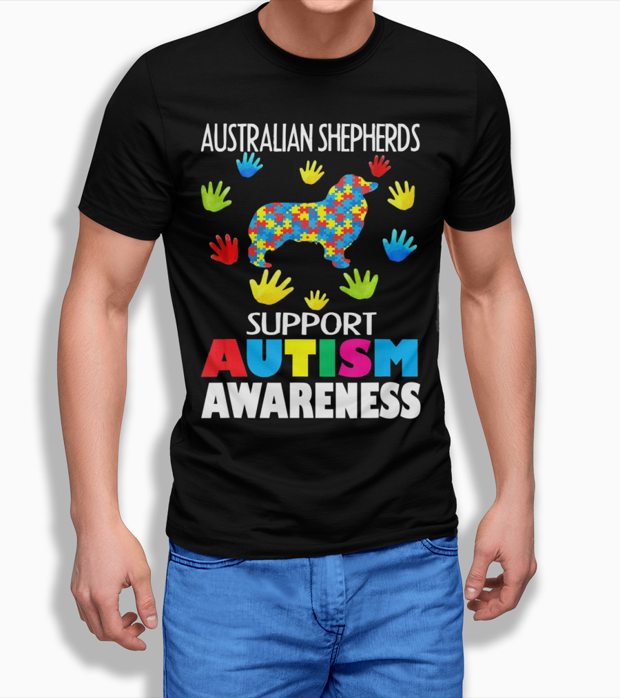Australian Shepherds Support Autism Awareness T-Shirt