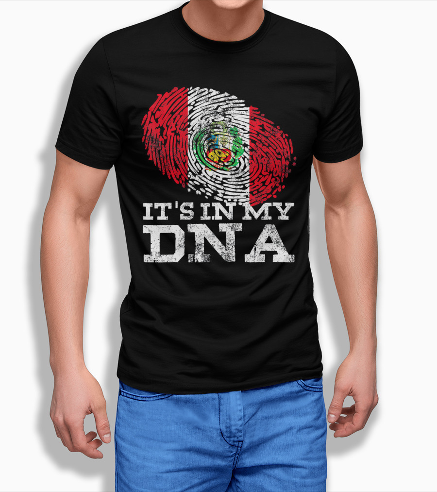 It's In My DNA Peruvian Flag Fingerprint Mexican Heritage T-Shirt