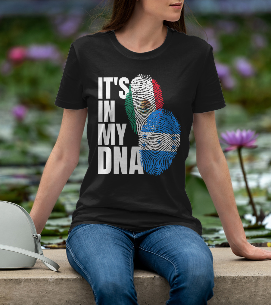 Mexican And Honduran Flag Fingerprints It's In My DNA Heritage T-Shirt