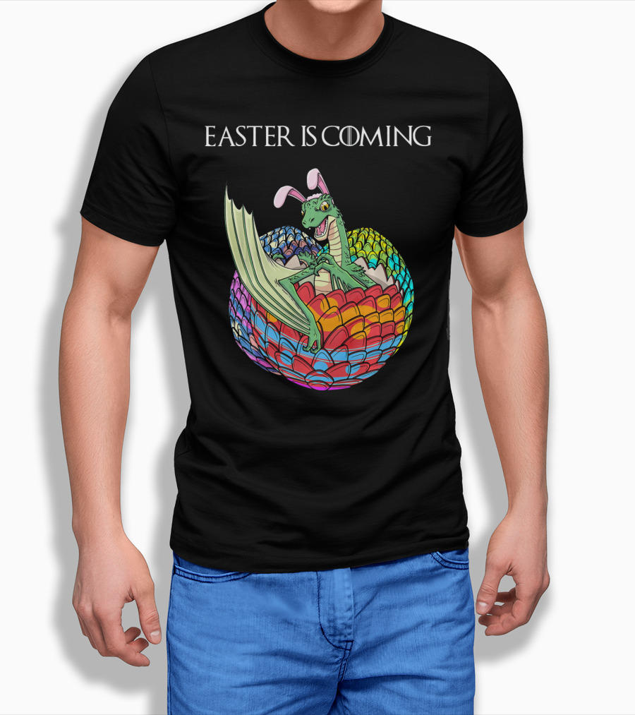 Easter Is Coming Dragon In Colorful Egg T-Shirt