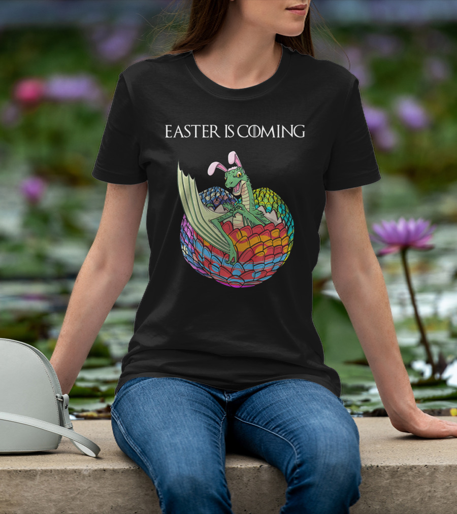 Easter Is Coming Dragon In Colorful Egg T-Shirt