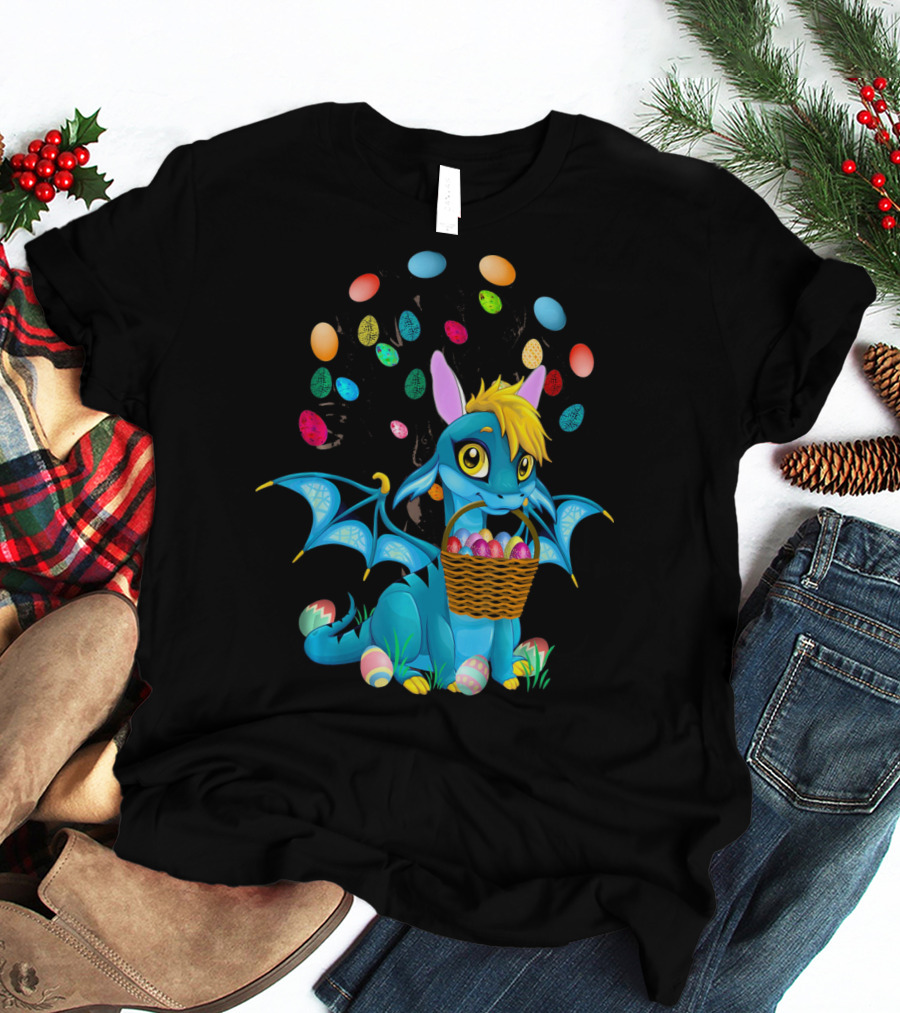 Dragon Bunny With Colorful Easter Egg Basket T-Shirt