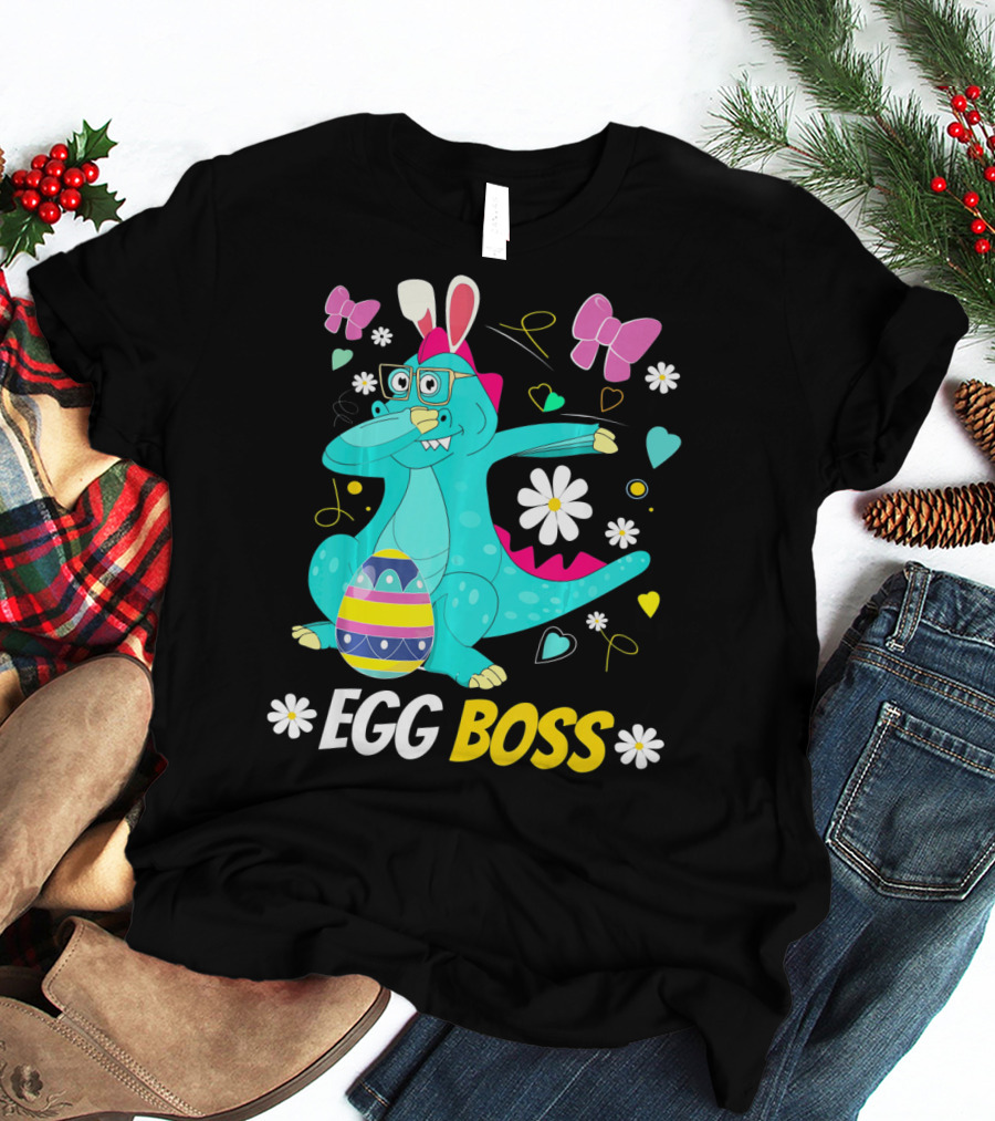 Egg Boss Easter Egg Hunt T-Rex Boys Easter T-Shirt