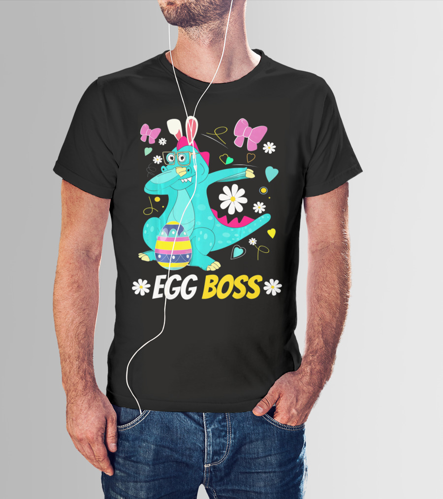 Egg Boss Easter Egg Hunt T-Rex Boys Easter T-Shirt