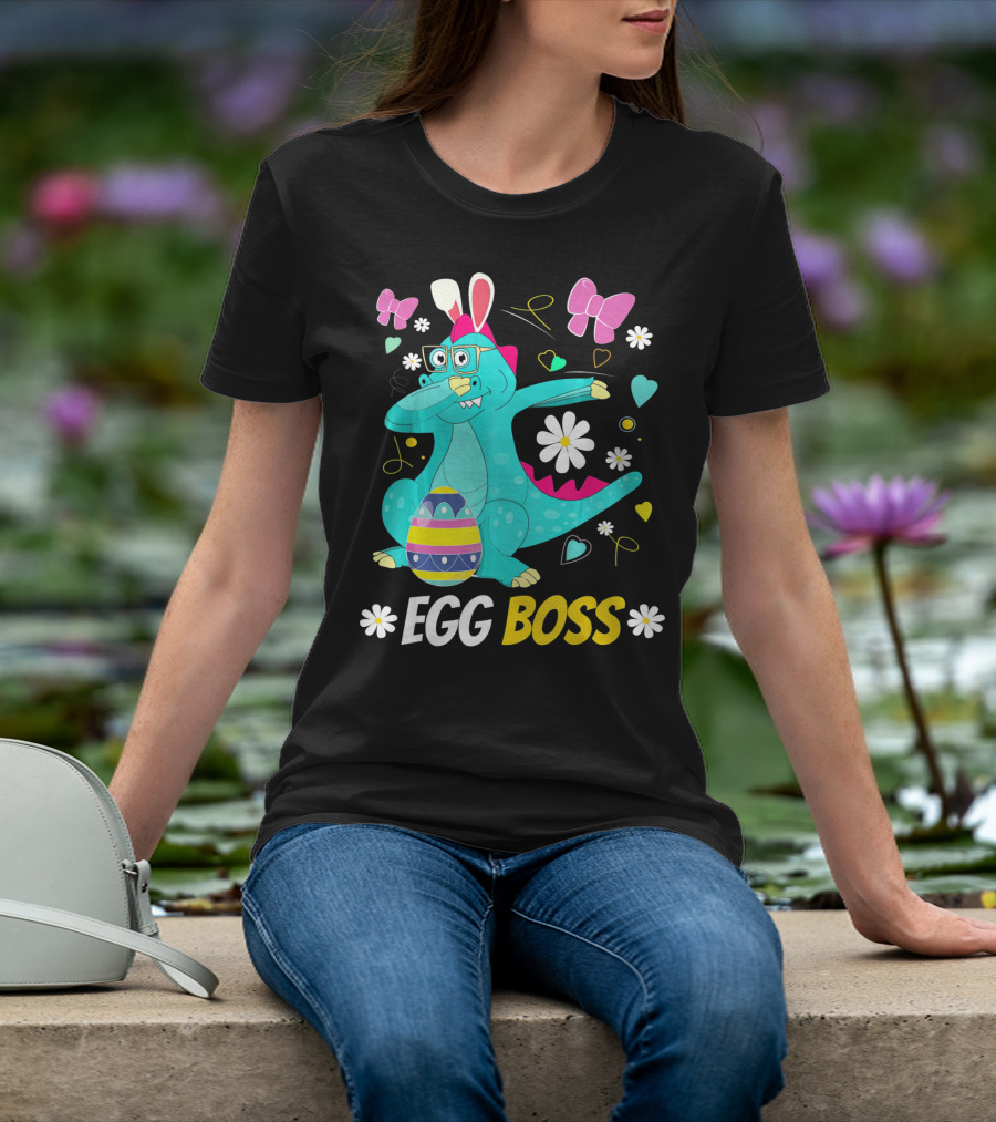 Egg Boss Easter Egg Hunt T-Rex Boys Easter T-Shirt