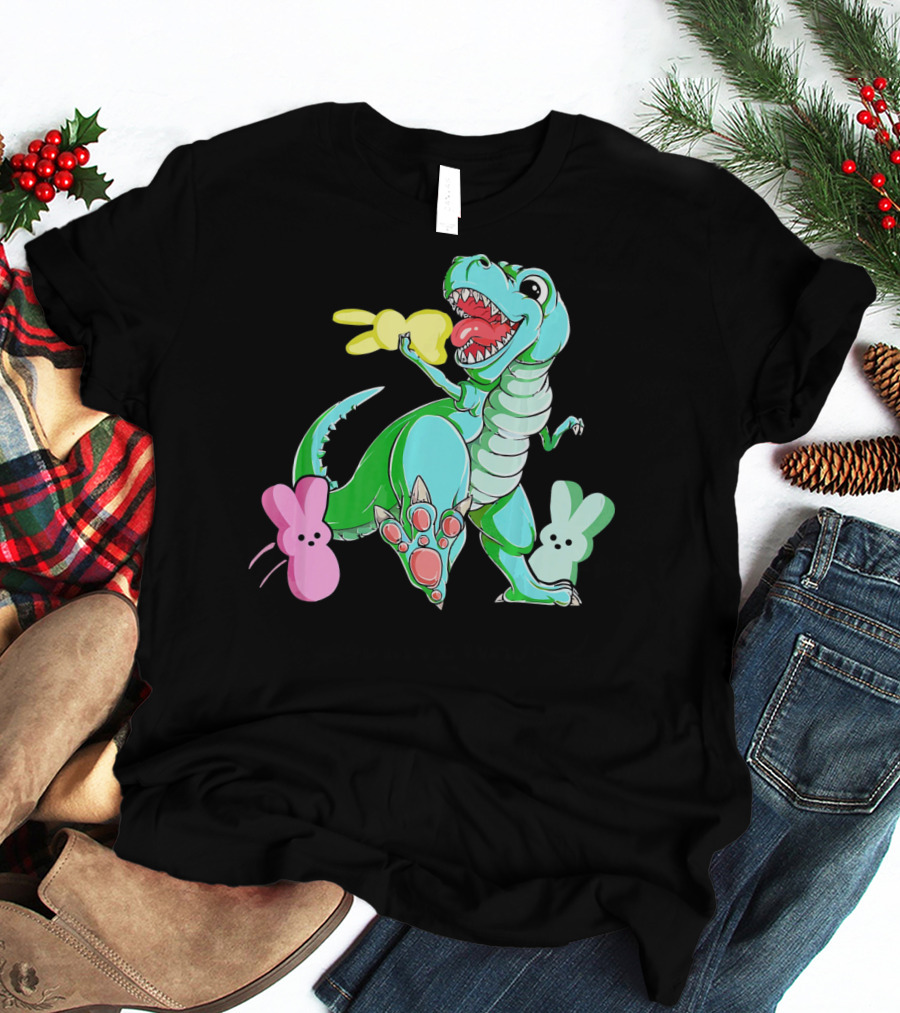 Dinosaur Rex Eat Bunny Peeps Happy Easter T-Shirt