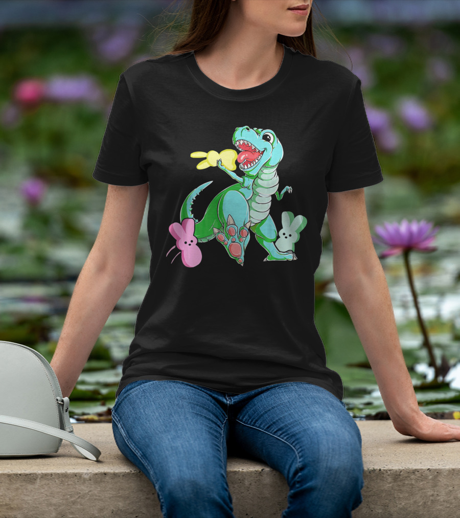 Dinosaur Rex Eat Bunny Peeps Happy Easter T-Shirt