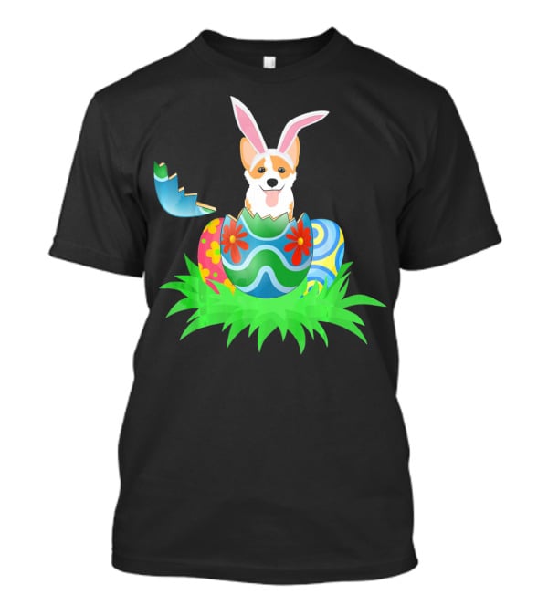Easter Corgi Bunny With Colorful Easter Egg Hunt T-Shirt