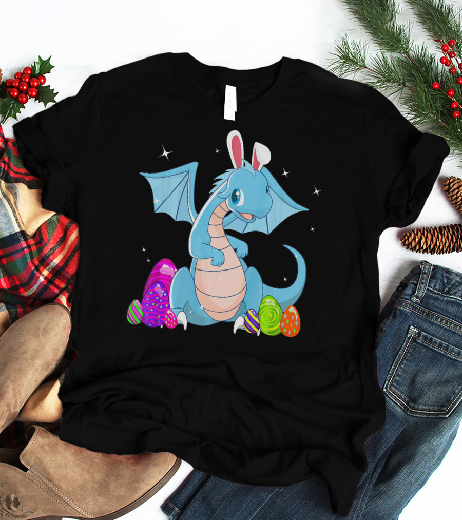 Easter Dragon Bunny Ears With Colorful Eggs T-Shirt