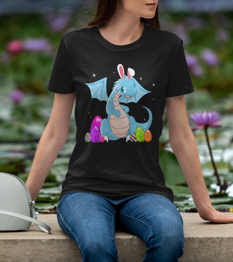 Easter Dragon Bunny Ears With Colorful Eggs T-Shirt